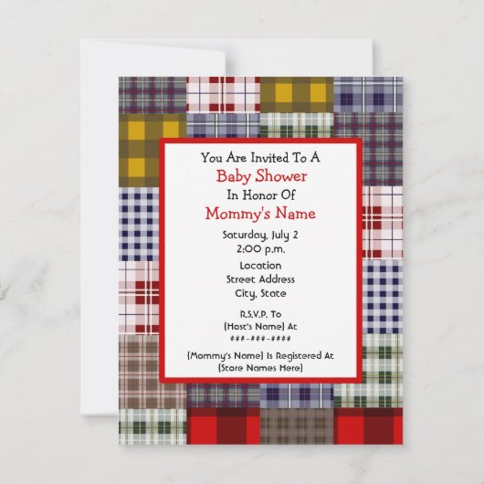 Neutraal Baby shower - Rood vervoer en betonstaal Kaart (Achterkant)