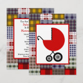 Neutraal Baby shower - Rood vervoer en betonstaal Kaart (Voorkant / Achterkant)