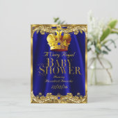 Neutraal Baby shower Royal Blue Gem Gold Crown Kaart (Staand voorkant)