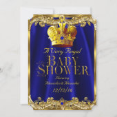 Neutraal Baby shower Royal Blue Gem Gold Crown Kaart (Voorkant)