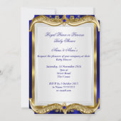 Neutraal Baby shower Royal Blue Gem Gold Crown Kaart (Achterkant)