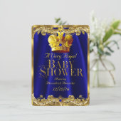 Neutraal Baby shower Royal Blue Gem Gold Crown Kaart (Staand voorkant)