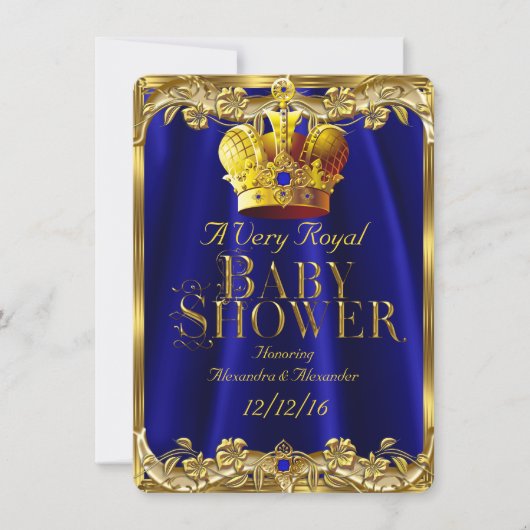 Neutraal Baby shower Royal Blue Gem Gold Crown Kaart (Voorkant)