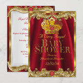 Neutraal Baby shower Royal Red Gem Gold Crown 2 Kaart (Voorkant / Achterkant)