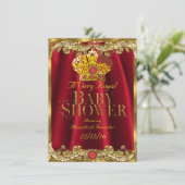 Neutraal Baby shower Royal Red Gem Gold Crown 2 Kaart (Staand voorkant)