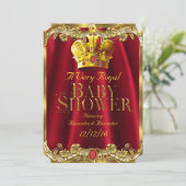 Neutraal Baby shower Royal Red Gem Gold Crown Kaart (Staand voorkant)