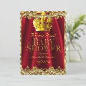 Neutraal Baby shower Royal Regal Red Gold Crown Kaart (Staand voorkant)
