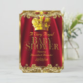 Neutraal Baby shower Royal Regal Red Gold Crown Kaart (Staand voorkant)