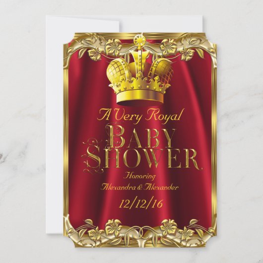 Neutraal Baby shower Royal Regal Red Gold Crown Kaart (Voorkant)