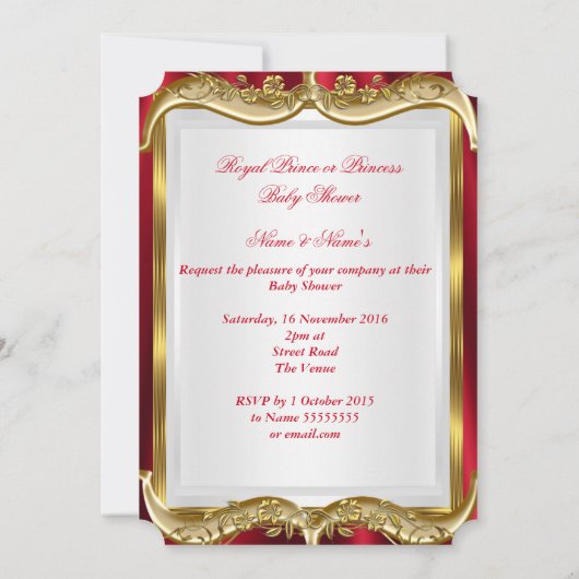 Neutraal Baby shower Royal Regal Red Gold Crown Kaart (Achterkant)