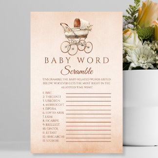 Neutraal  Baby shower spel Word Scramble Flyer