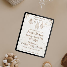 Neutraal Baby shower Tiny Hands, Tiny Feet Kaart