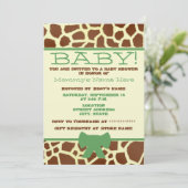 Neutraal Baby shower uitnodigen - Afdrukken Giraff Kaart (Staand voorkant)