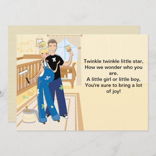 Neutraal Baby shower Uitnodiging (Voorkant / Achterkant)