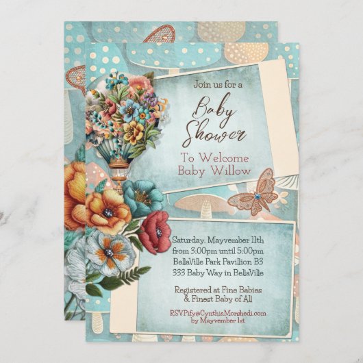 Neutraal Baby shower Uitnodiging (Voorkant / Achterkant)