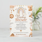 Neutraal Baby shower uitnodiging | Schattigee Boho (Staand voorkant)