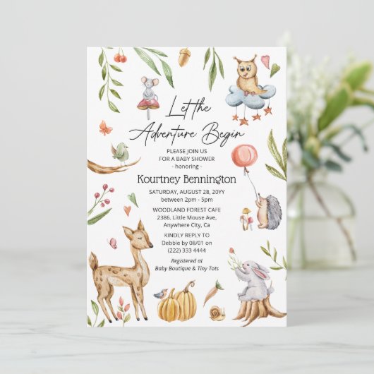 Neutraal Baby shower van chargende bosdieren Kaart (Staand voorkant)