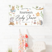 Neutraal Baby shower van chargende bosdieren Spandoek (Insitu)