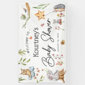 Neutraal Baby shower van chargende bosdieren Spandoek (Verticaal)