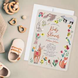Neutraal Baby shower van Cute Woodland Animals Kaart