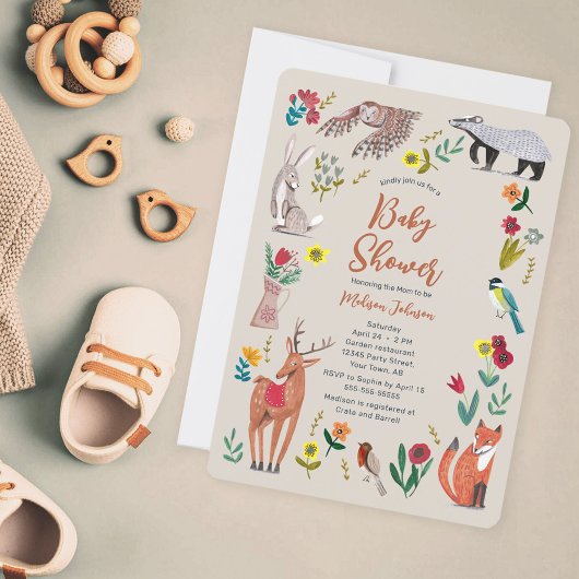 Neutraal Baby shower van Cute Woodland Animals Kaart