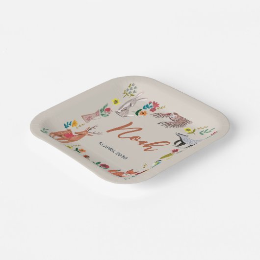 Neutraal Baby shower van Cute Woodland Animals Papieren Bordje (Gebogen)
