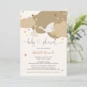 Neutraal Baby shower van de Stork Gold Gender Kaart (Staand voorkant)