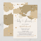 Neutraal Baby shower van de Stork Gold Gender Kaart (Voorkant / Achterkant)