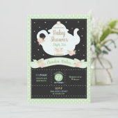Neutraal Baby shower van Floral High Tea Party Kaart (Staand voorkant)