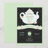 Neutraal Baby shower van Floral High Tea Party Kaart (Voorkant / Achterkant)