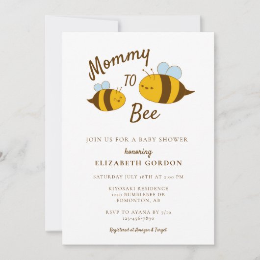 Neutraal Baby shower van mammie naar bijen Kaart (Voorkant)