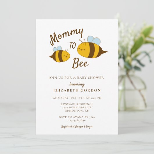 Neutraal Baby shower van mammie naar bijen Kaart (Staand voorkant)