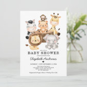 Neutraal Baby shower van wilde Safari-dieren Kaart (Staand voorkant)