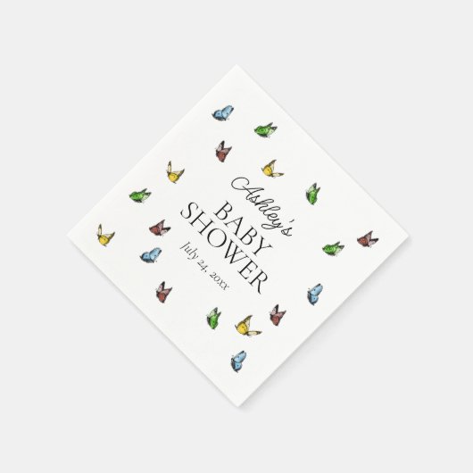 Neutraal Baby shower voor Whimsical Rustic Butterf Servet (Hoek)