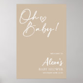 Neutraal Baby shower Welkomstteken Beige Poster (Voorkant)