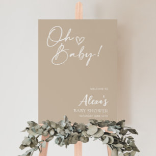 Neutraal Baby shower Welkomstteken Beige Poster