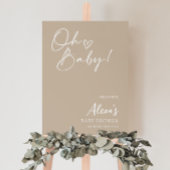 Neutraal Baby shower Welkomstteken Beige Poster