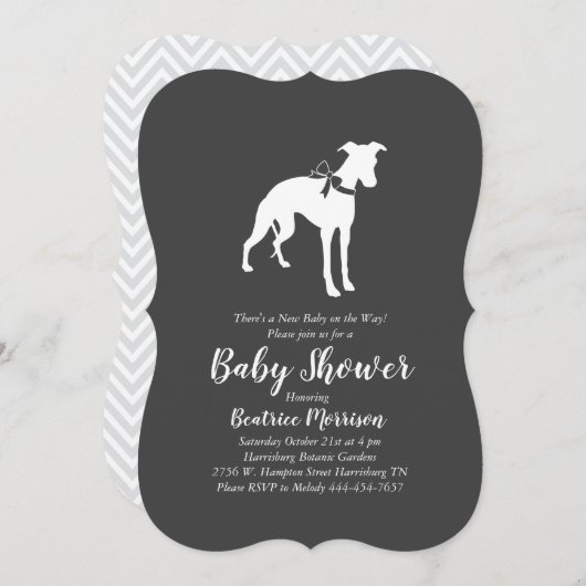 Neutraal Baby shower Whippet Dog Kaart (Voorkant / Achterkant)