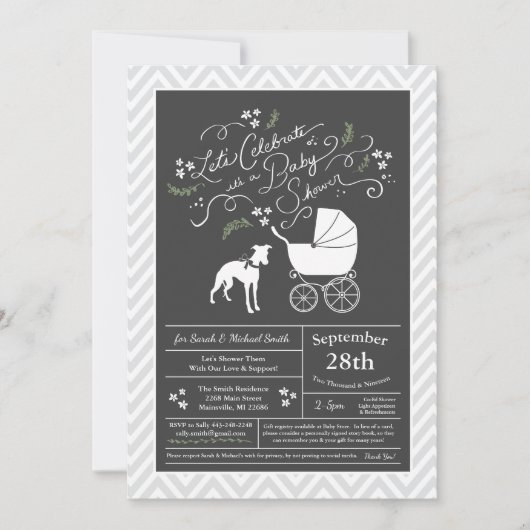 Neutraal Baby shower Whippet Dog Kaart (Voorkant)