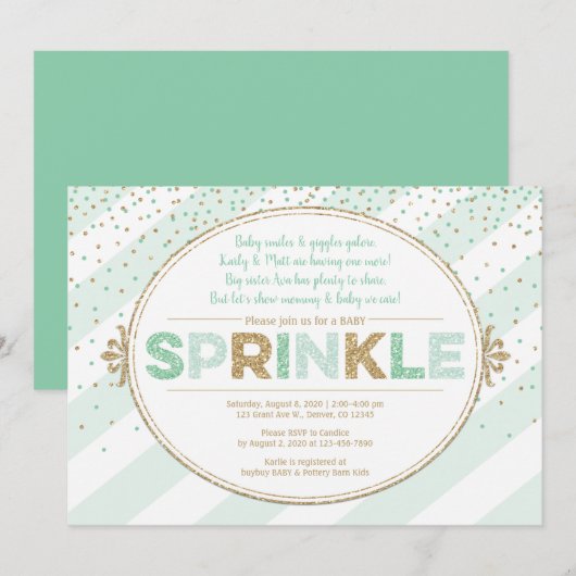 Neutraal baby sprinkhaanbruin groengoud kaart (Voorkant / Achterkant)