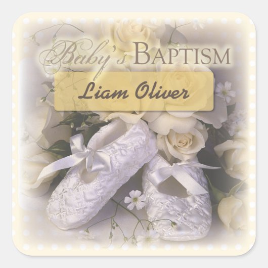 Neutraal babyzakje,  naam, liam vierkante sticker (Voorkant)