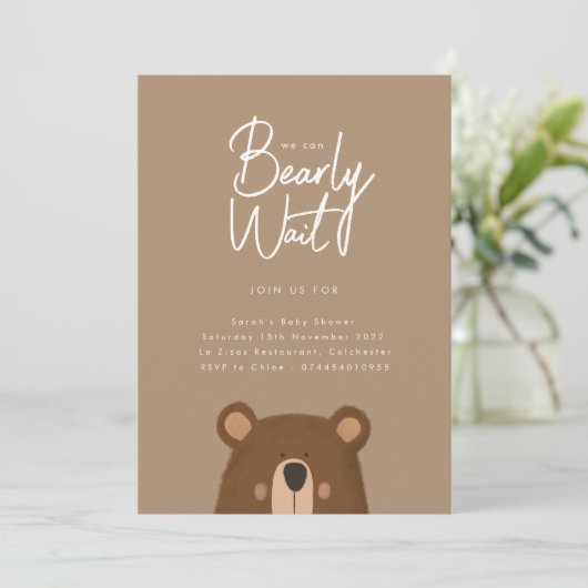Neutraal Beer Baby shower partij uitnodiging (Staand voorkant)