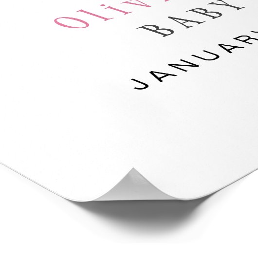 Neutraal Beer Roze Ballon Welkomstbord Baby shower Poster (Hoek)