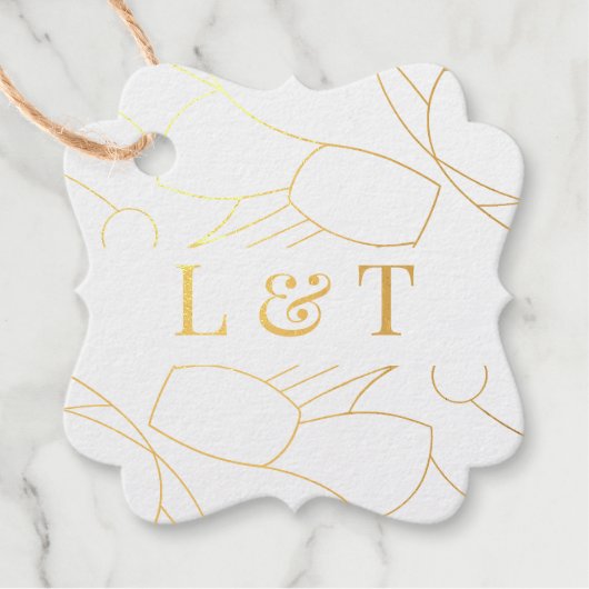 Neutraal Beige Abstract Modern Redactioneel Huweli Bedankjes Labels (Voorkant)