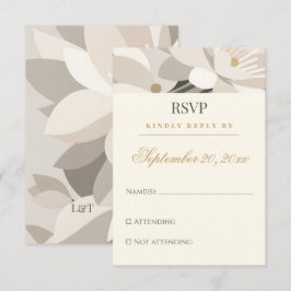 Neutraal Beige Abstract Modern Redactioneel Huweli RSVP Kaartje