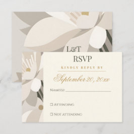 Neutraal Beige Abstract Moderne Redactionele Huwel RSVP Kaartje