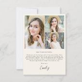 Neutraal beige Afstuderen eenvoudig foto Afstudere Bedankkaart (Achterkant)