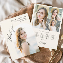 Neutraal beige Afstuderen eenvoudig foto Afstudere Bedankkaart