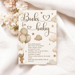 Neutraal Beige Beer Boeken voor Baby shower Verzoe Informatiekaartje