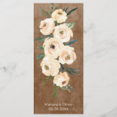Neutraal Beige Bloem Boho Bruin Trouwmenu Menu (Achterkant)